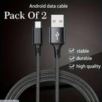 Android Charging Cable Pack of 2 Black Braided