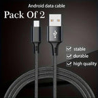 Android Charging Cable Pack of 2 Black Braided