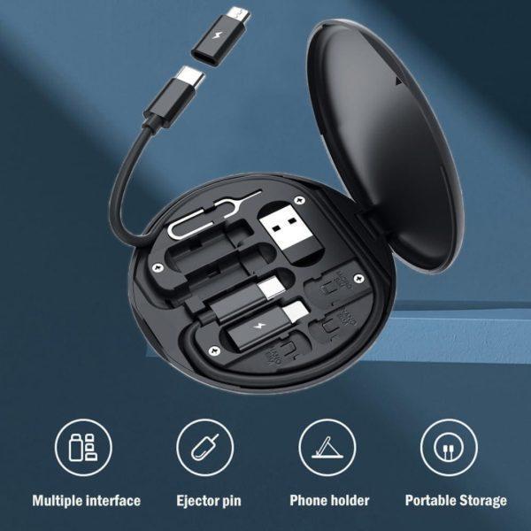 6-in-1 Wireless Charger & Card Holder Black