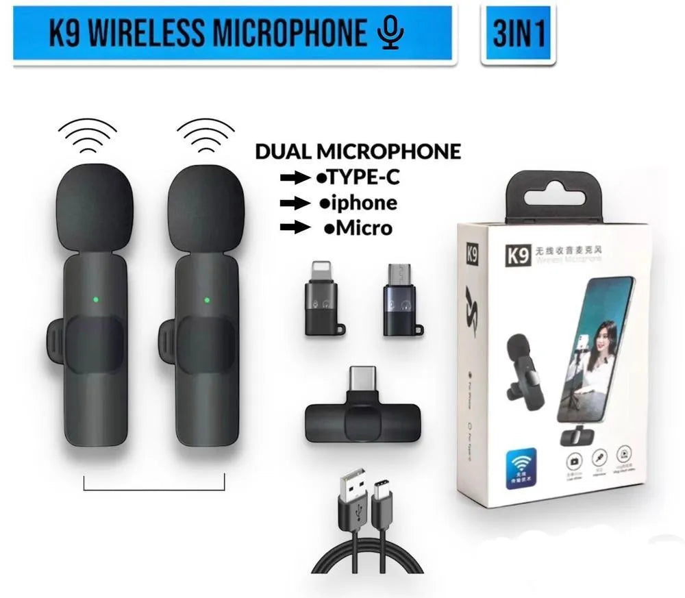 K9 Wireless Vlogging Mic Rechargeable