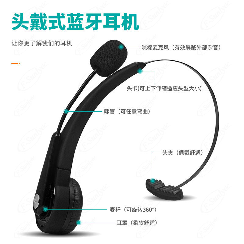 Black Gaming Headset Bluetooth 3.0 for PS3 & Mobile