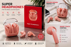 Pink Long-Lasting Battery With Fast Charge Earbuds