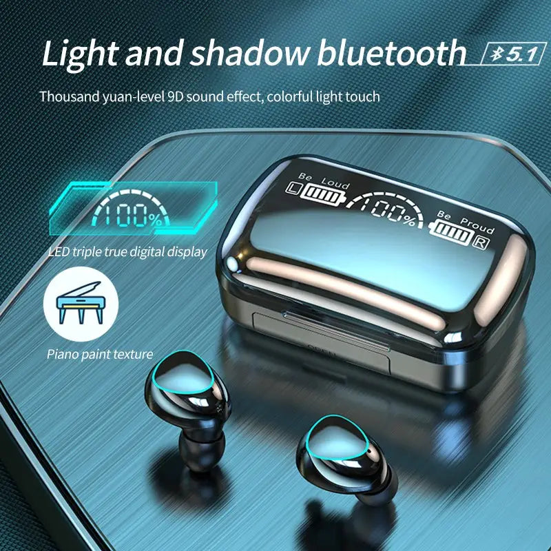 M10 Wireless Bluetooth Earbuds | LED Battery Display | TWS Gaming Earphones with Charging Case | Built-in Mic