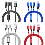 New 6A 100W 3 in 1 Fast Charging Cable Micro USB Type-C IOS Android Charger Cable for iP Phone Cable