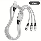 New 6A 100W 3 in 1 Fast Charging Cable Micro USB Type-C IOS Android Charger Cable for iP Phone Cable