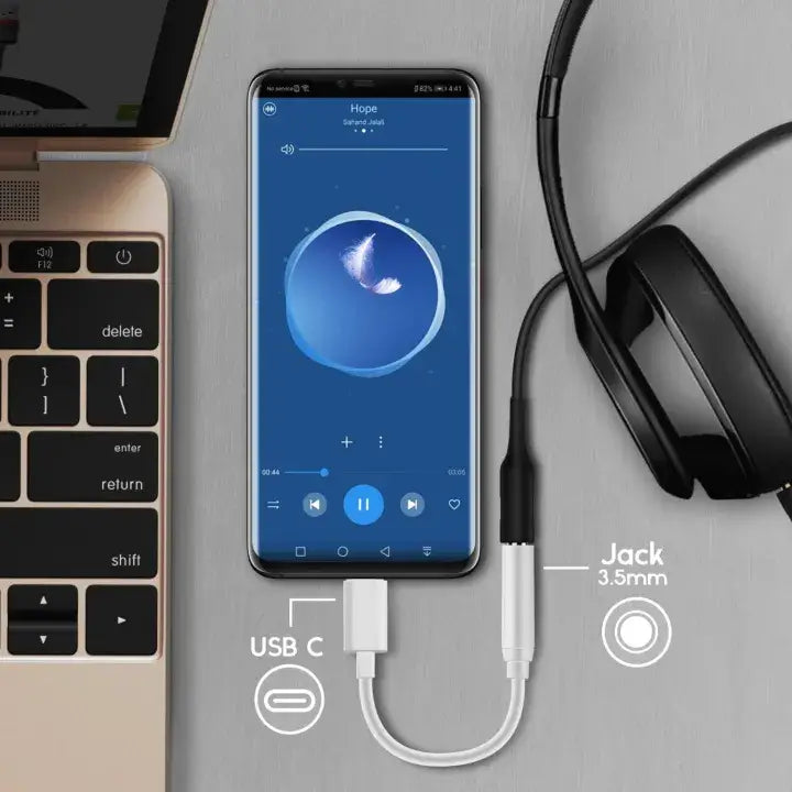 Premium Type-C to 3.5mm Audio Headphone Jack Adapter DAC Dongle for Smartphones Laptops