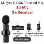 K8 Wireless Mic Black 3-in-1 Bluetooth 5