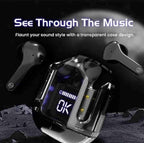 Wireless Noise-Cancelling Earbuds Black Transparent Bluetooth 5.3