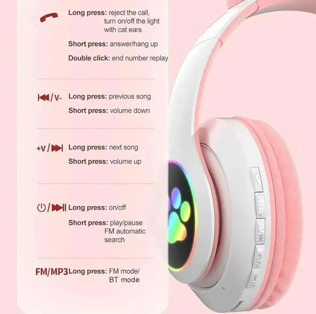Cat-Ear Bluetooth Headphones for All Devices