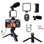Portable Tripod Stand with Mic & Light Black