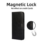 Premium Black Leather Flip Case for iPhone 17 Pro, 16 Pro Max, 14, 13