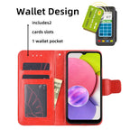 Red Leather Wallet Phone Case for Samsung with Stand & Card Slots