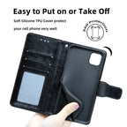 Premium Black Leather Flip Case for iPhone 17 Pro, 16 Pro Max, 14, 13