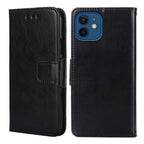 Premium Black Leather Flip Case for iPhone 17 Pro, 16 Pro Max, 14, 13